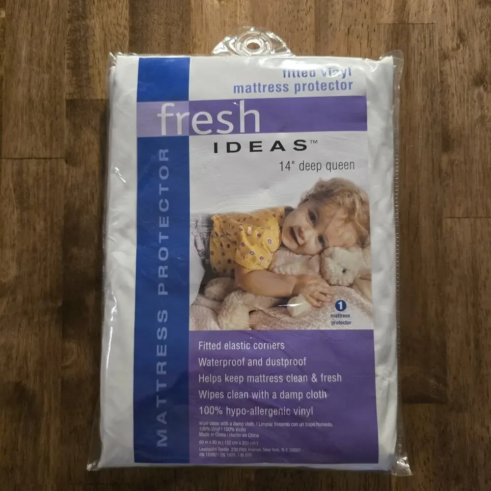Fresh Ideas Queen Waterproof Vinyl Mattress Protector Fitted 14 Inch Deep New